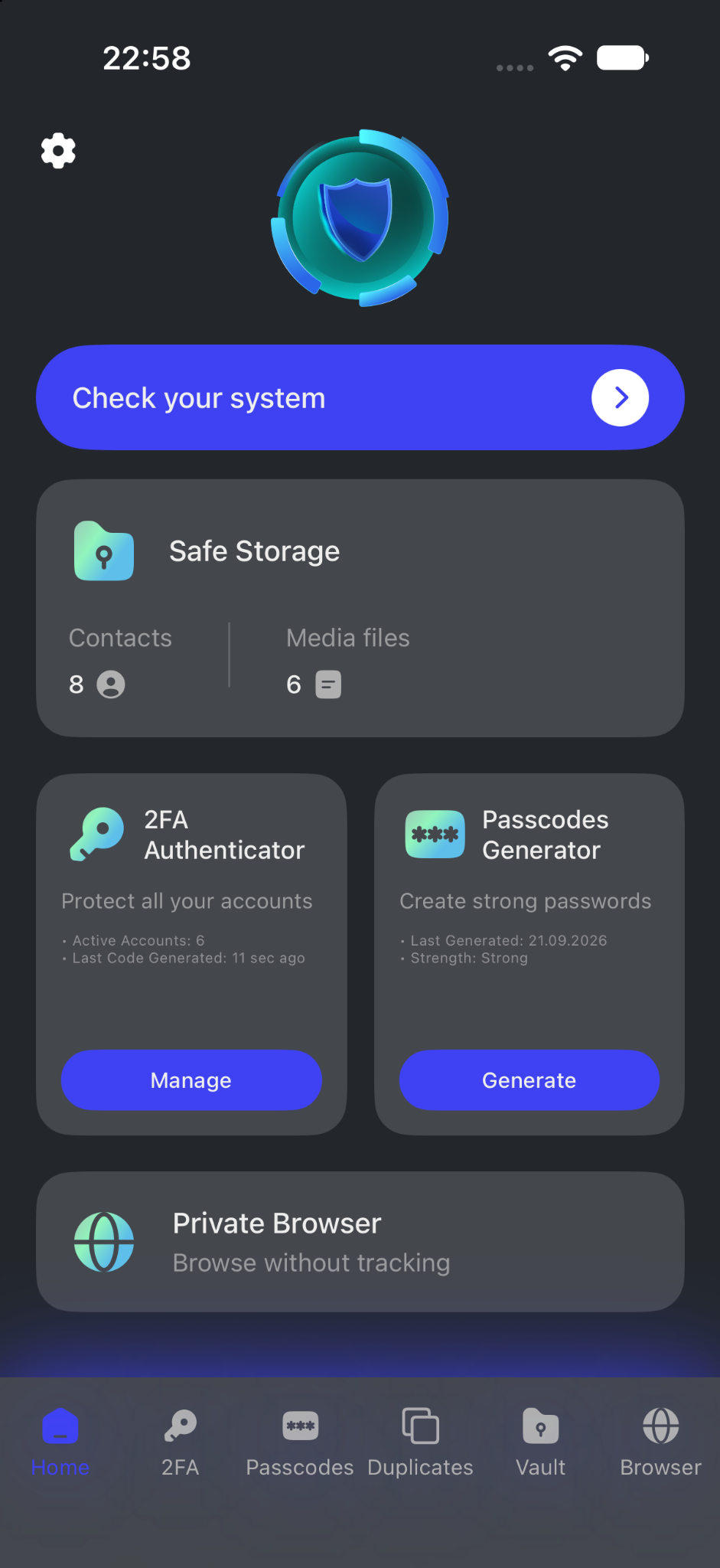 Secure Storage: Safe Clean home screen